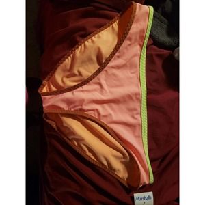 Nwt Aerie size L orange bikini bottom with brown and green lining